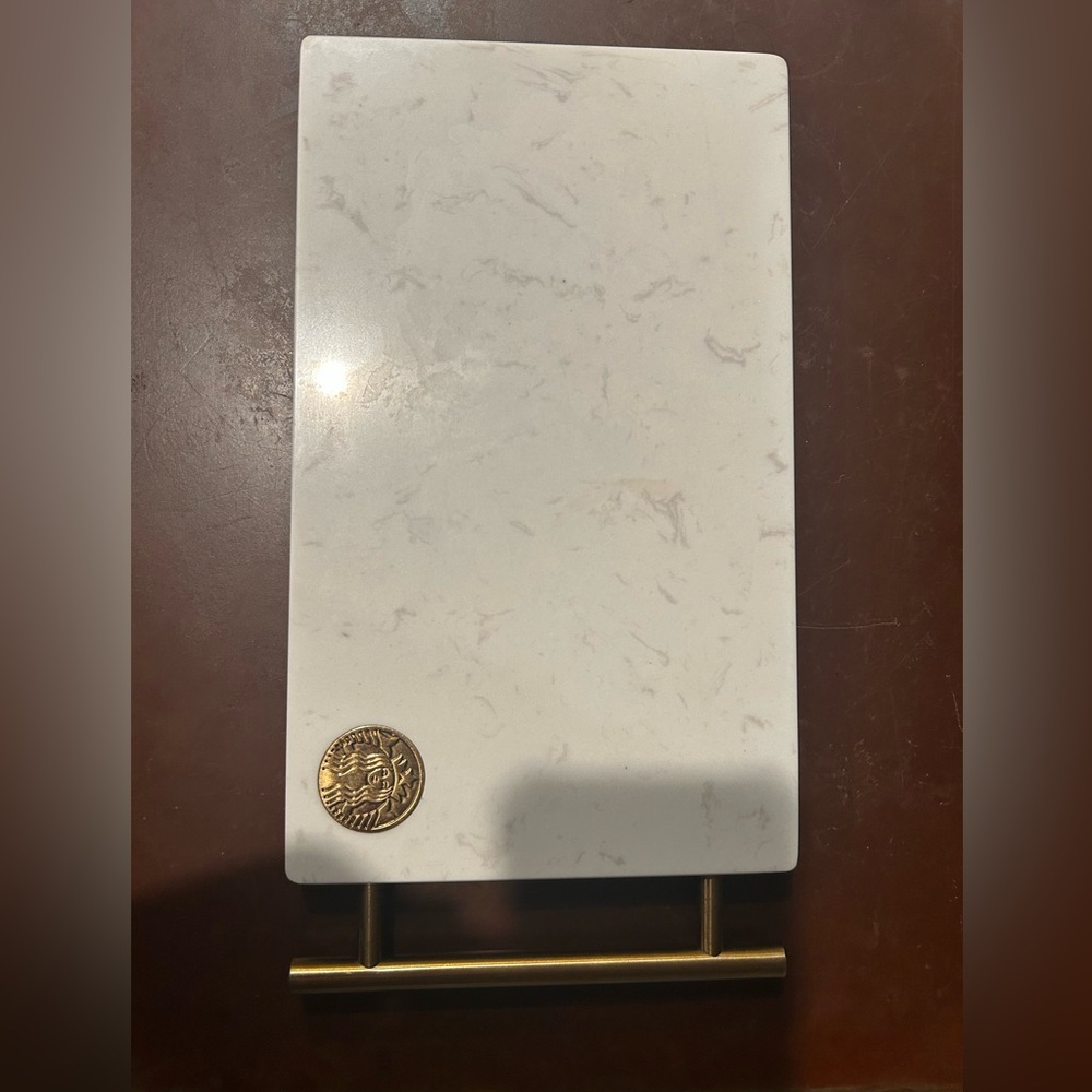 Starbucks White Marble Cheese Board with Gold Handle